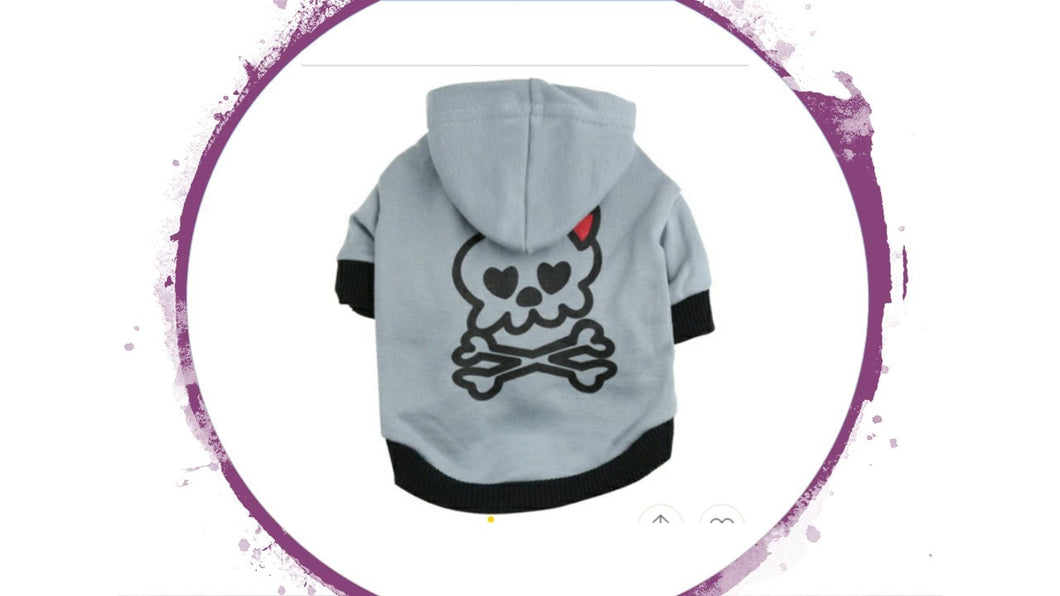 Hoodie, Velcro Do up- Grey Skull with Red Bow on Top