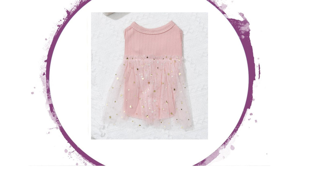 Dress - Ribbed Top Pink Princess Star Tutu Dress